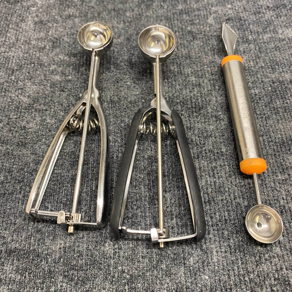 3pc Stainless Steel Cookie Scoop Set and Pura Vida Melon Baller Carving Tool